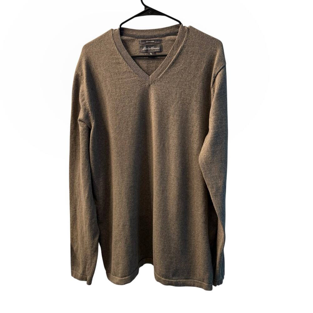 Eddie Bauer Sweatshirt Men’s Size TXL Gray Cotton Merino V-Neck Pullover